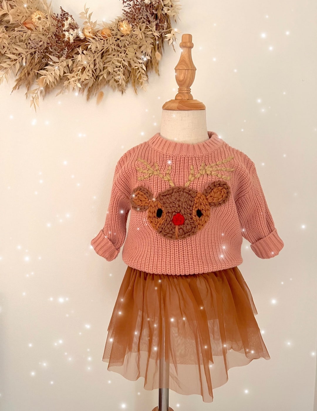 Reindeer Knit Christmas Sweater Etsy