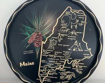 Maine Souvenir Tray; Retro Decor; Memorabilia Vintage Lincolnville Beach