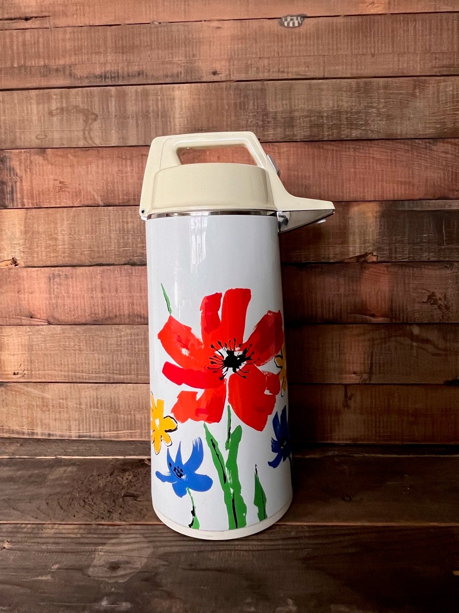 Vintage Apollo Retro Coffee/Tea AirPot Pump Beverage Dispenser Large Floral