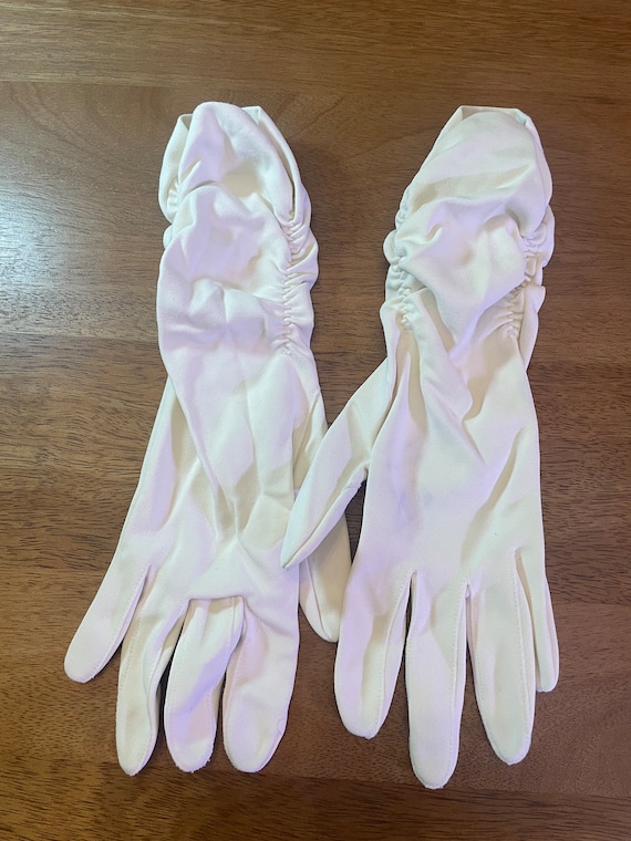 Vintage White Stretch Knit Evening Gloves ~ Vinta… - image 2