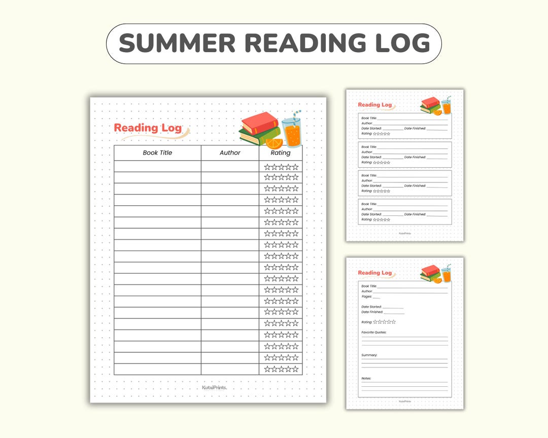 Summer Reading Log Printable PDF • Book Tracker • Journal Page for Kids ...