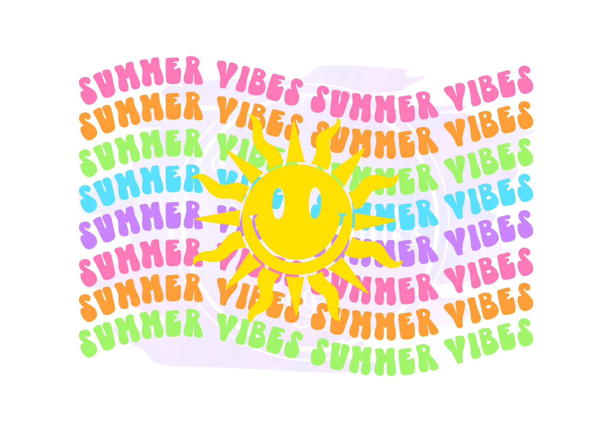 Summer Vibes Rainbow Sun Png Graphic Download - Sublimation File for ...