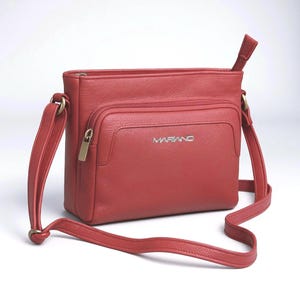 Sac à bandoulière en cuir souple pour femme, avec bandoulière en cuir réglable, compartiments zippés sur le dessus et sur les côtés, sac à bandoulière, cadeau pour elle