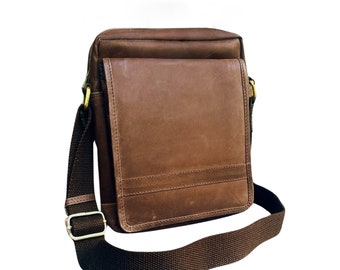 Leather Crossbody Bag, Retro Leather Look, Small Messenger Bag, Shoulder Bag, Satchel, Sling Bag, Adjustable Strap, Gift