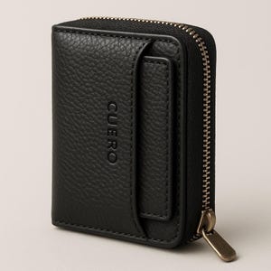 Zippered Leather Wallet for Women, With Slide Out Card Holder, RFID Blocker, Metallic Zippers, Vertical Wallet, Clutch Wallet, Gift for Her