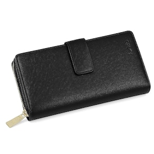 Cartera de piel de plena flor, cartera para chequera, con cremallera, cierre de botón, ranuras para 25 tarjetas, cartera para teléfono, pulsera, regalo para él, regalo para ella
