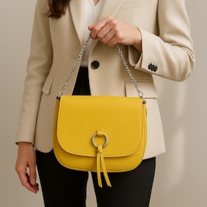 Sacoche en cuir pour femme, bandoulière, anse en chaîne, sac messager, fermoir à pression magnétique, sac à bandoulière, sac à main, cadeau pour elle