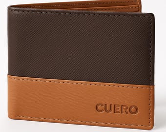 Saffiano Leather Bifold Wallet: Two-Tone with RFID Blocking - Gift Boxed