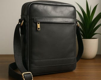 Aged Leather Messenger Bag, Full Grain Crossbody Bag, For Men and Women, Rustic Leather, Gift