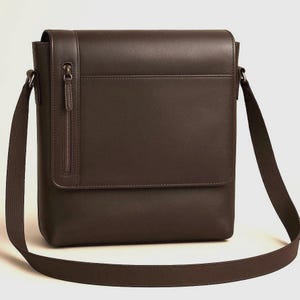 Sacoche fine en cuir pour ordinateur portable, rabat et fermoir à pression magnétique, pour ordinateur portable 14 pouces, bandoulière, messager, sacoche, sac messager, sac vertical, cadeau pour lui