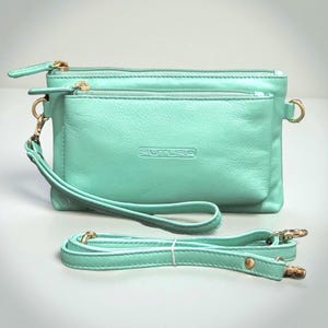 Women’s Small Crossbody Bag, Clutch, Wristlet, Soft Full Grain Leather, RFID Blocking, Removable Straps, Small Purse, Mini Purse, Gift