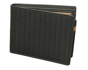 Handmade Leather Bifold Wallet: Tiled Pattern, RFID Blocking