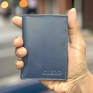 Portefeuille minimaliste en cuir, Bloqueur RFID, Portefeuille avec poche sur le devant, Deux volets, Portefeuille vertical, Petit portefeuille, Portefeuille fin, Cadeau pour lui, Cadeau pour elle