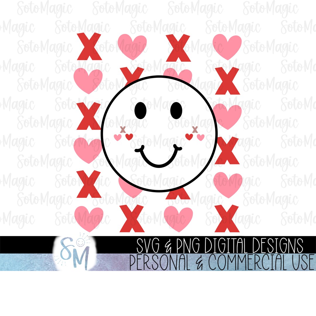 XOXO Smiley Face PNG & SVG Cutting File Valentine Design Digital ...