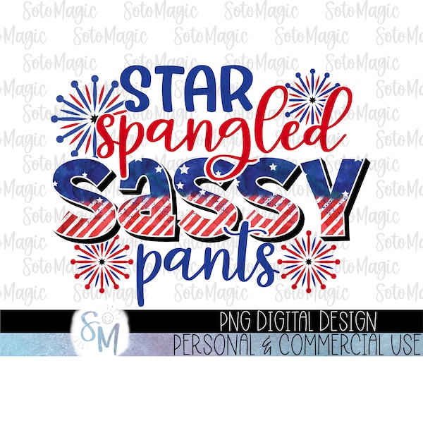 Star Spangled Sassy Pants PNG / 4 de julio PNG / Sublimación / Tobogán acuático / IMPRESIÓN y corte / Descarga digital