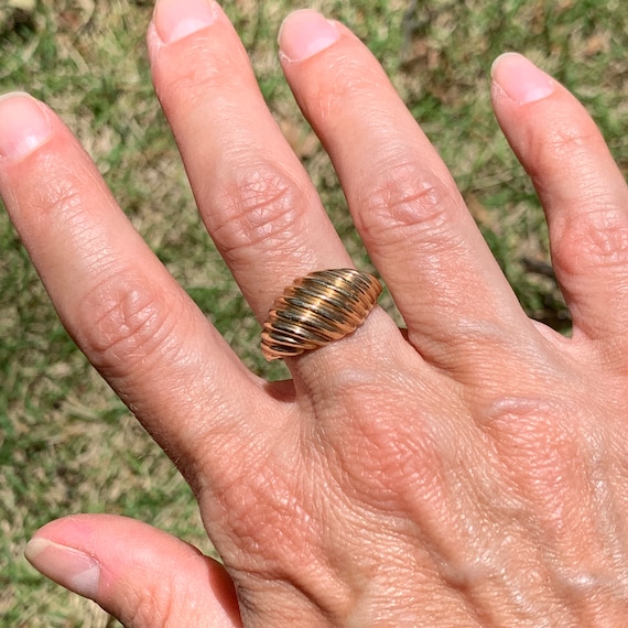 Vintage 10K Gelbgold Gerippter Dome Ring GroBe 6 1 2 US M UK Gold Garnelen Ring Croissant Ring Gold Retro Gold Ring Vintage Ring Etsy