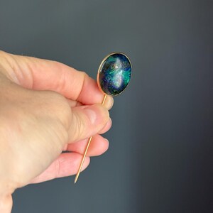 Antique Edwardian Azurite Malachite Stickpin | Hallmarked Wm. Dyer & Co | c.1905–1918 image 4