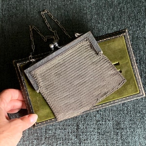Antique German Silver Chain Link Kiss Clasp Purse | German Silver Smoldered Mesh | Hallmarked Antique Chainmail Handbag | Circa 1910 1920