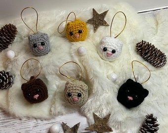 Small cat, pendant, crocheted, ornament, handmade