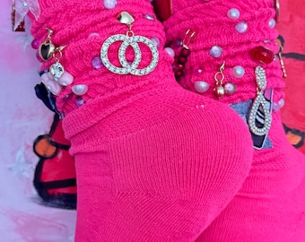 Pink Drip Charm Socks