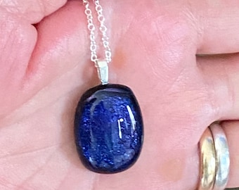 Handmade dichroic fused glass necklace