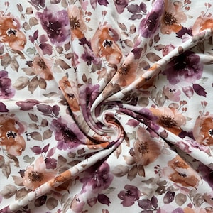 Cuddly Sweat Watercolor Autumn Blossoms Sweat Fabric Children's Fabric Winter Sweat Cotton Fabric