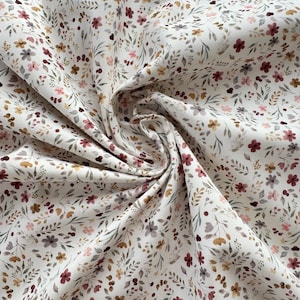 Poplin mini flowers cream cotton fabric