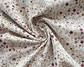 Poplin mini floral cream cotton fabric