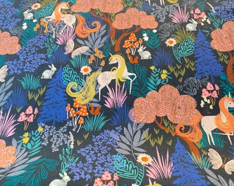 dark blue unicorn poplin