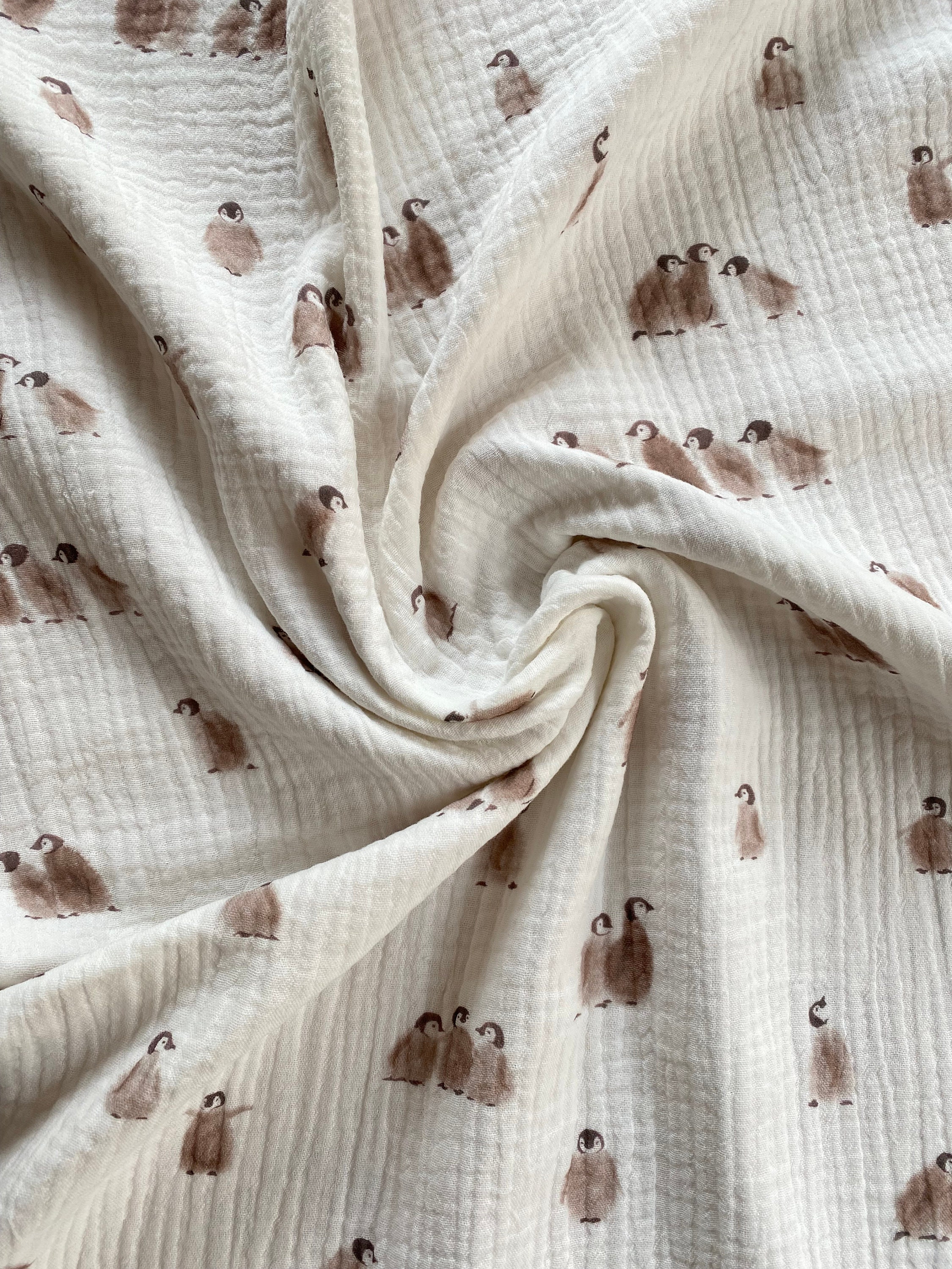 Muslin Penguins Double Gauze Family Fabrics Etsy