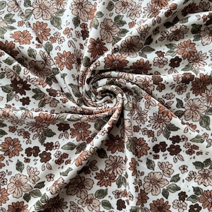 Jersey, fabric, retro flowers, cream, sold by the meter from 0.5 m, cotton jersey, children&#39;s fabric, girls&#39; fabric