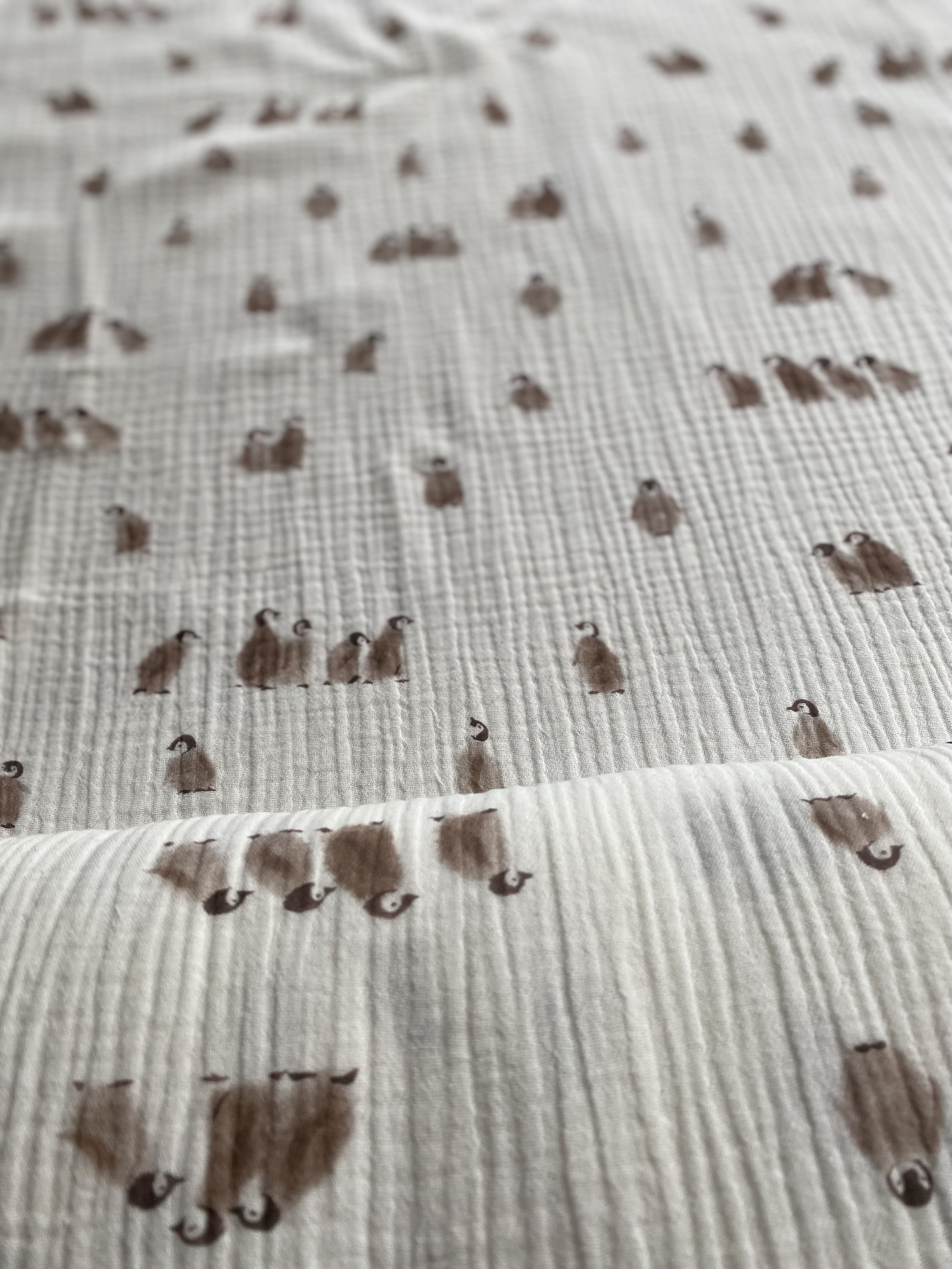 Muslin Penguins Double Gauze Family Fabrics Etsy