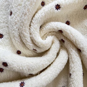 Teddy fleece flowers embroidered fleece fabric