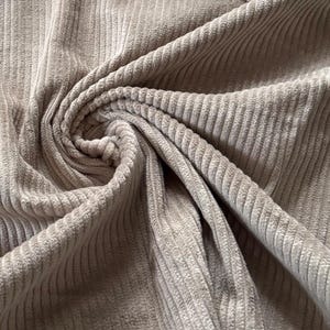 Wide corduroy beige cotton fabric from 0.5 m washed corduroy