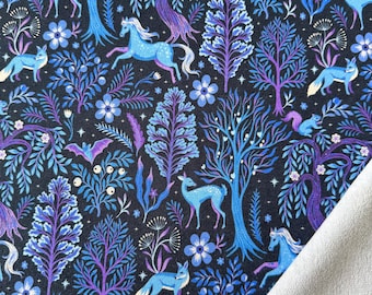 Cozy sweatshirt fabric, Enchanted Forest sweatshirt fabric