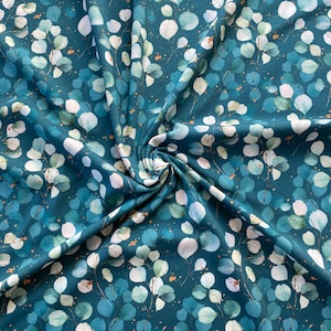 Jersey fabric eucalyptus petrol cotton