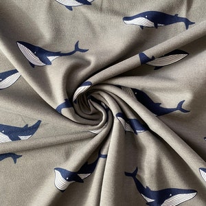 Kuschel Sweat Whales grey Sweat fabric Children's fabric Wintersweat Cotton fabric