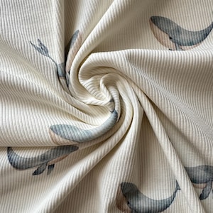 Rib Jersey Whales Cotton Fabric Ribjersey