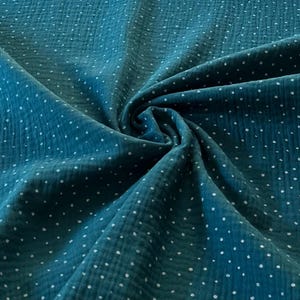 Muslin petrol dots, double gauze, comforter, cotton fabric, children&#39;s fabric