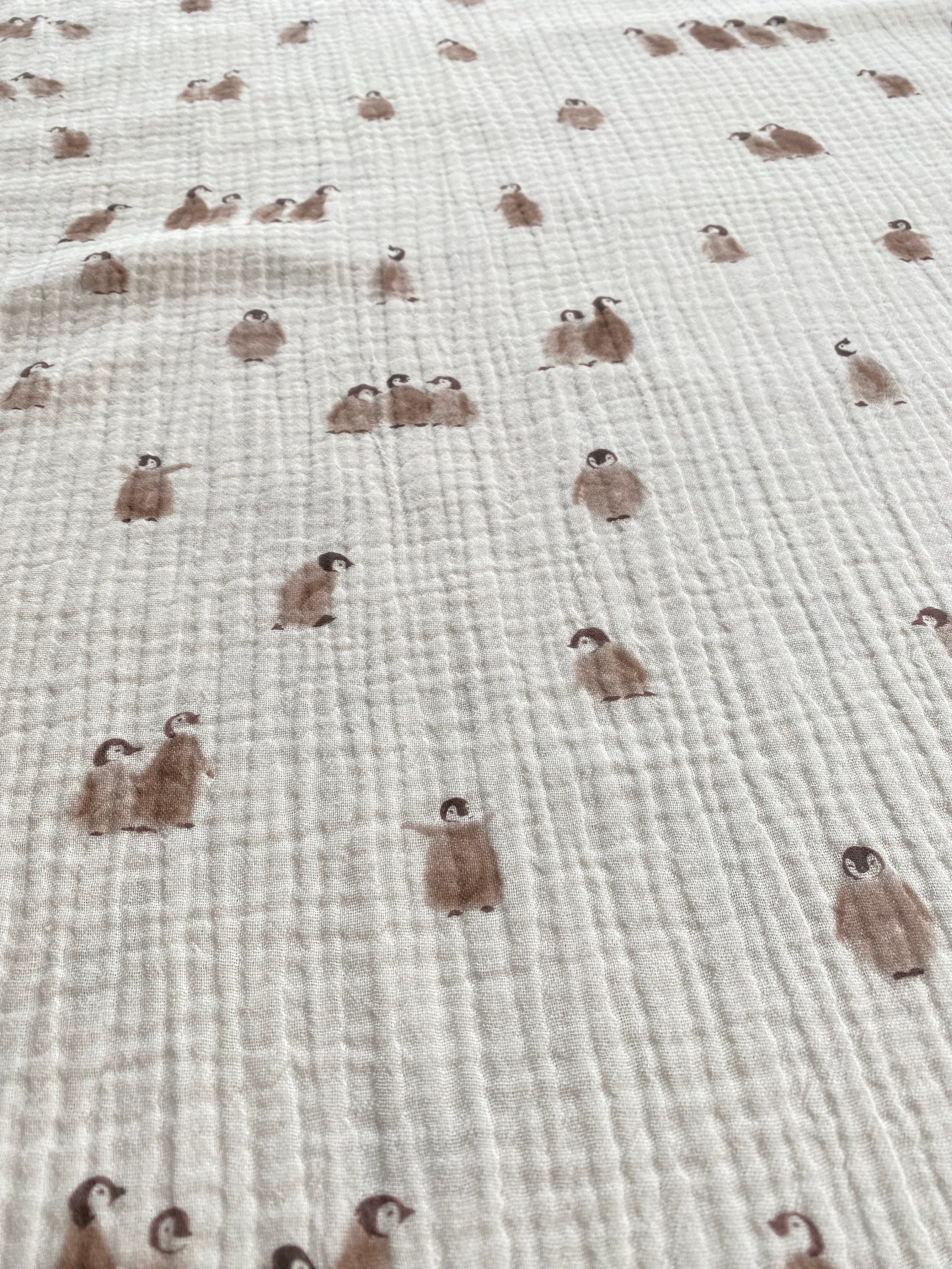 Muslin Penguins Double Gauze Family Fabrics Etsy