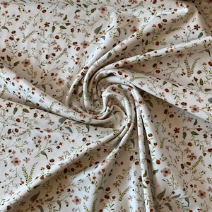 Jersey, fabric, flowers, cream, from 0.5 m, cotton jersey, floral