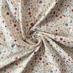 Jersey Fabric Mini Flowers Cream Cotton