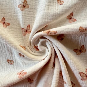Muslin fabric butterfly beige brown double gauze cream from 0.5 m