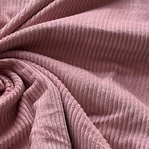Wide cord pink cotton fabric from 0.5 m washed cord