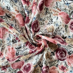 Double Gauze, watercolor flowers, muslin, from 0.5 m, children&#39;s fabric, comforter fabric, floral, cotton fabric