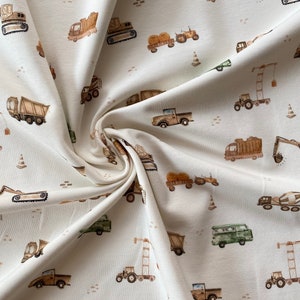 Jersey fabric vehicles cream cotton