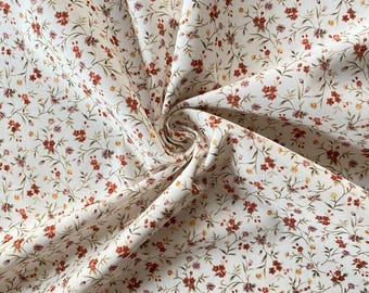 Poplin with scattered flowers, romantic cotton fabric