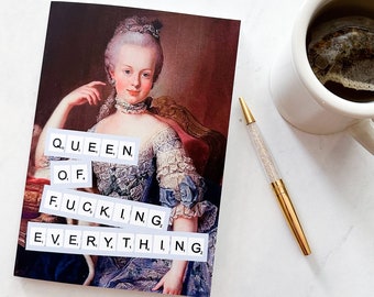 Queen of Fucking Everything Notebook / Journal / Marie Antoinette / Stationary / Lined notebook / Paper / Self Care / Sweary / Scrabble