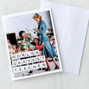 Carte professeur drôle, fin d'année scolaire, étudiant, cadeau professeur, carte de voeux, humoristique, cadeau professeur, scrabble, rétro, vintage