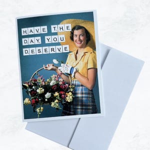Tarjeta de felicitación divertida / Simplemente porque / Que tengas el día que te mereces / Divorcio / Ruptura / Pasivo agresivo / Sarcasmo / Retro / Vintage